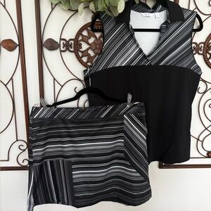 Black and White Top and Skort Golf Set.  Lady Hagen, Sz L and XL